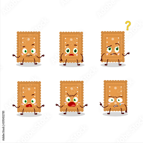 Cartoon character of rounded cookies with what expression