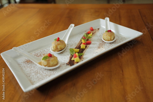 Sweet potato gempol snacks served beautifully photo