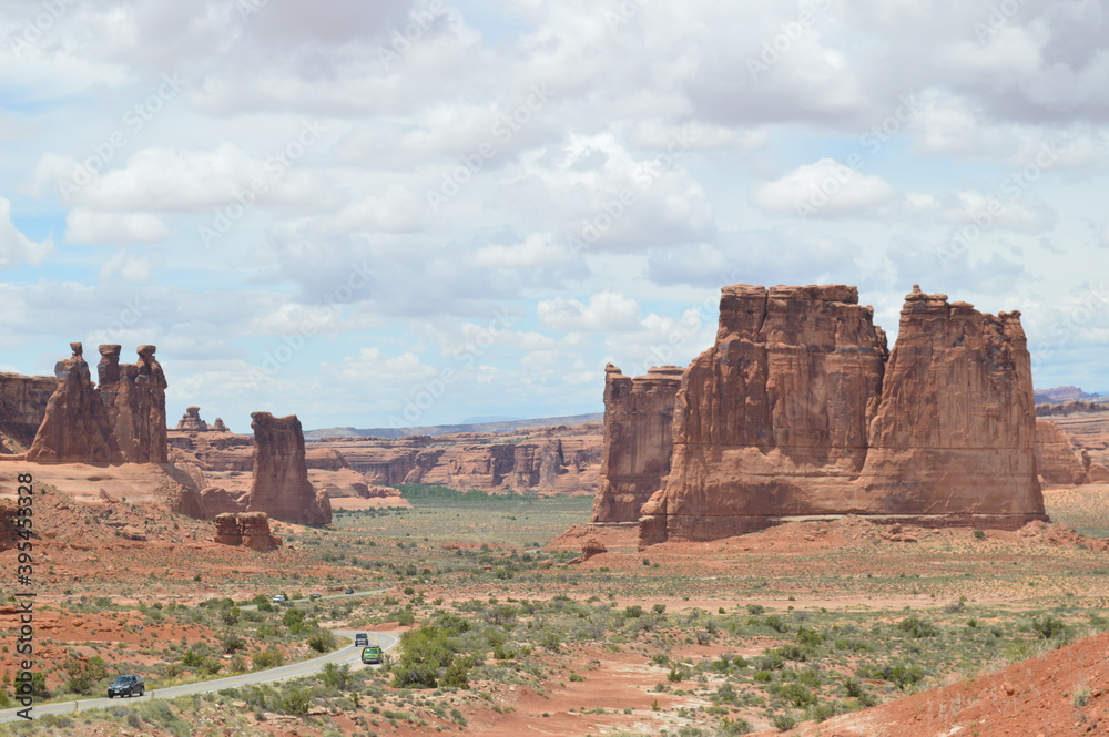 Arches National Park scenic byway winds through sandstone landscapes