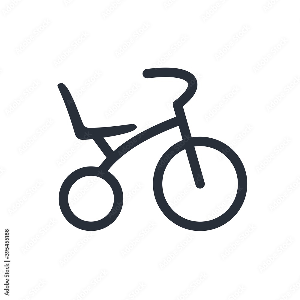 Children's tricycle. Easy to manage technology. Simple vector icon isolated on white background.