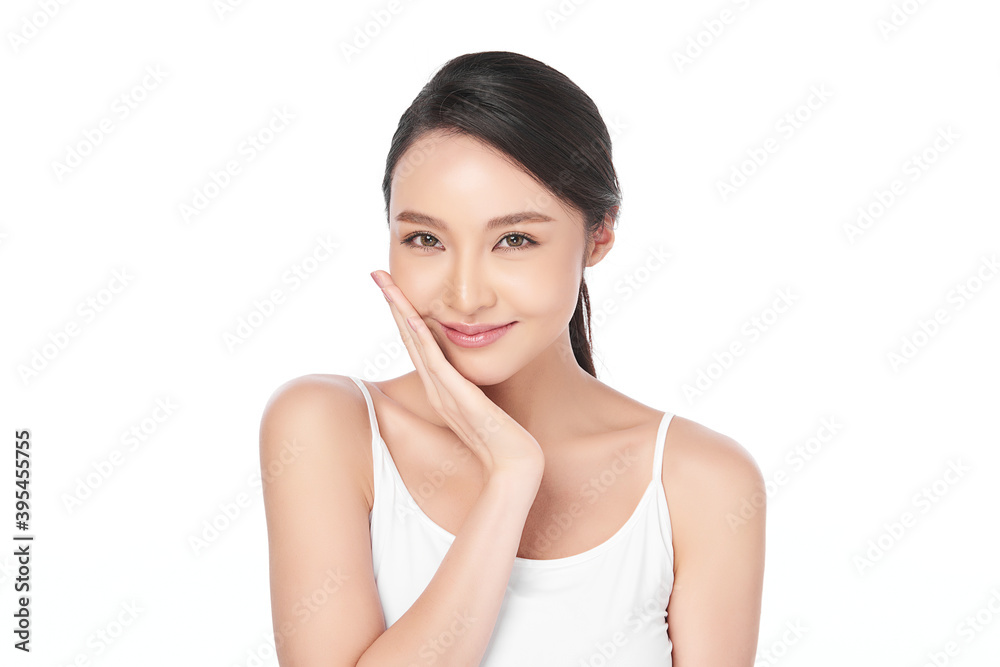 Beautiful young asian woman with clean fresh skin on white background, Face care, Facial treatment, Cosmetology, beauty and spa, Asian women portrait Beautiful young asian woman with clean fresh skin on white background, Face care, Facial treatment, Cosmetology, beauty and spa, Asian women portrait