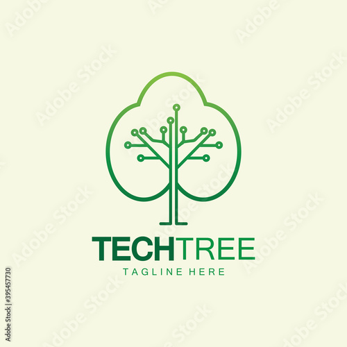 tech tree logo concept green network technology logo vector.tech tree electrical circuit digital logo vector icon