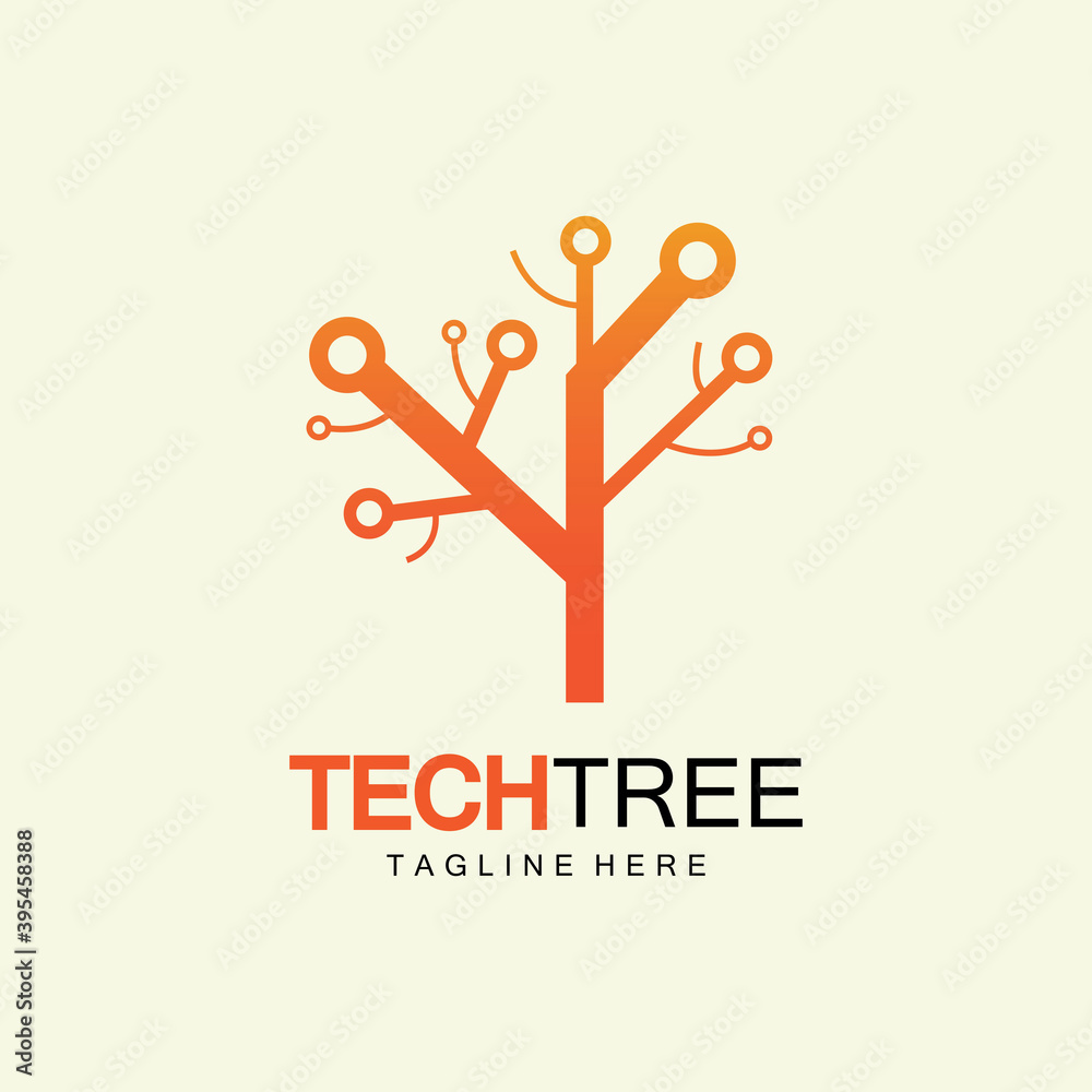 Obraz premium tech tree logo concept,green network technology logo vector.tech tree electrical circuit digital logo vector icon