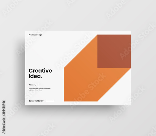 Creative business abstract horizontal front page vector mock up. Corporate geometric report cover illustration design layout. Company identity brochure template.