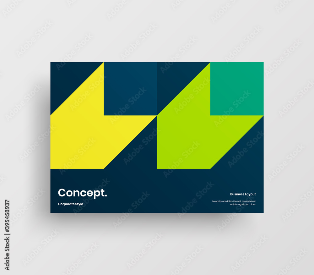 Creative business abstract horizontal front page vector mock up. Corporate geometric report cover illustration design layout. Company identity brochure template.