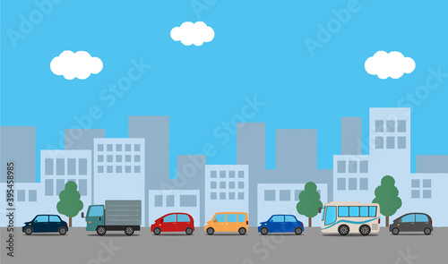 自動車が走る都市のベクターイラスト