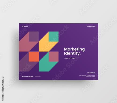 Creative business abstract horizontal front page vector mock up. Corporate geometric report cover illustration design layout. Company identity brochure template.