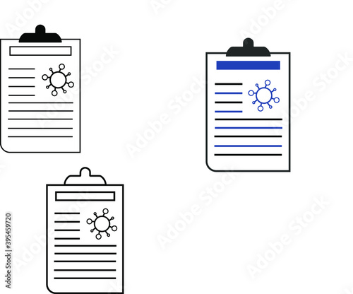 report icon in different style vector illustration. The theme of the corona virus two color and black report vector icons designed with the style of the fill, outline, line and stroke can be used for 