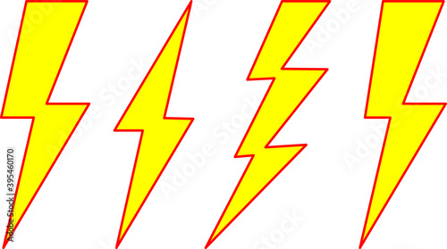 Lightning set. Lightning images. Zippers of different designs. Lightning.