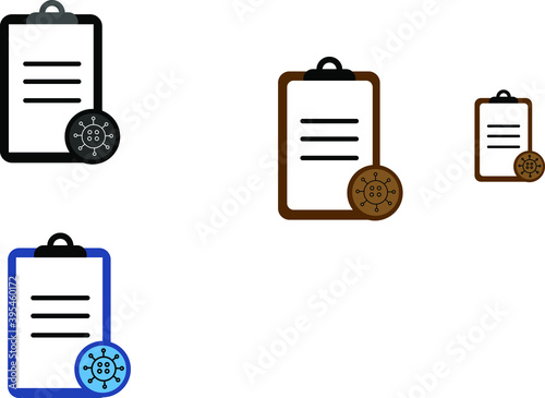 report icon in different style vector illustration. The theme of the corona virus two color and black report vector icons designed with the style of the fill, outline, line and stroke can be used for 