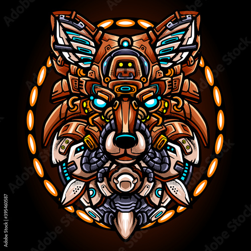 Fox head robot mascot. esport logo design
