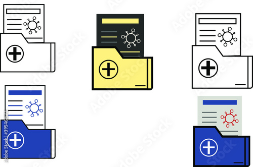 report icon in different style vector illustration. The theme of the corona virus two color and black report vector icons designed with the style of the fill, outline, line and stroke can be used for 