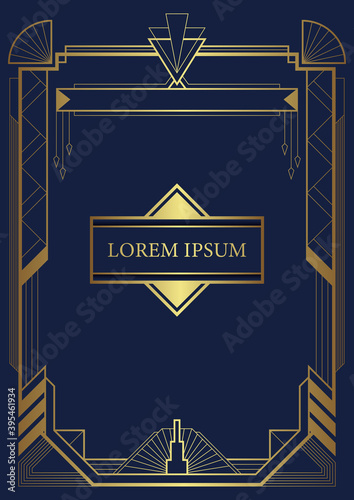 Art deco border template vector