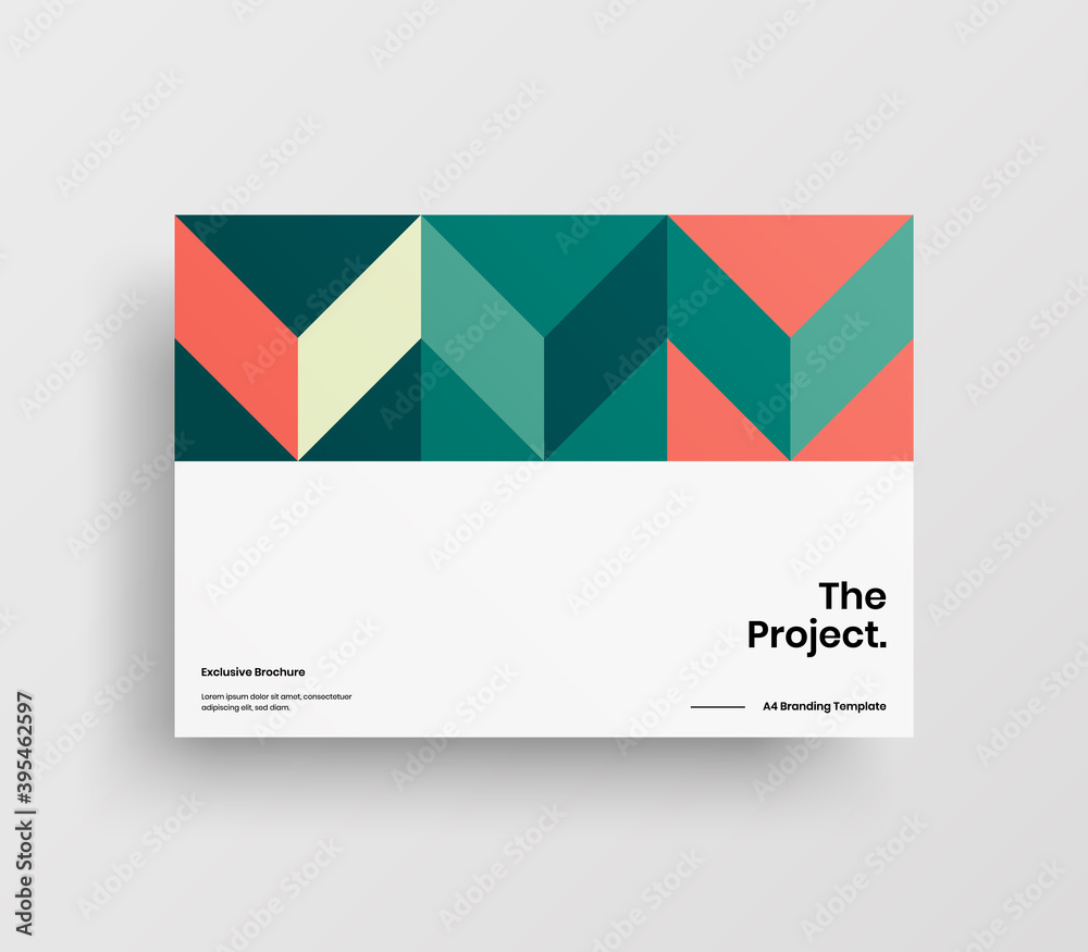 Creative business abstract horizontal front page vector mock up. Corporate geometric report cover illustration design layout. Company identity brochure template.