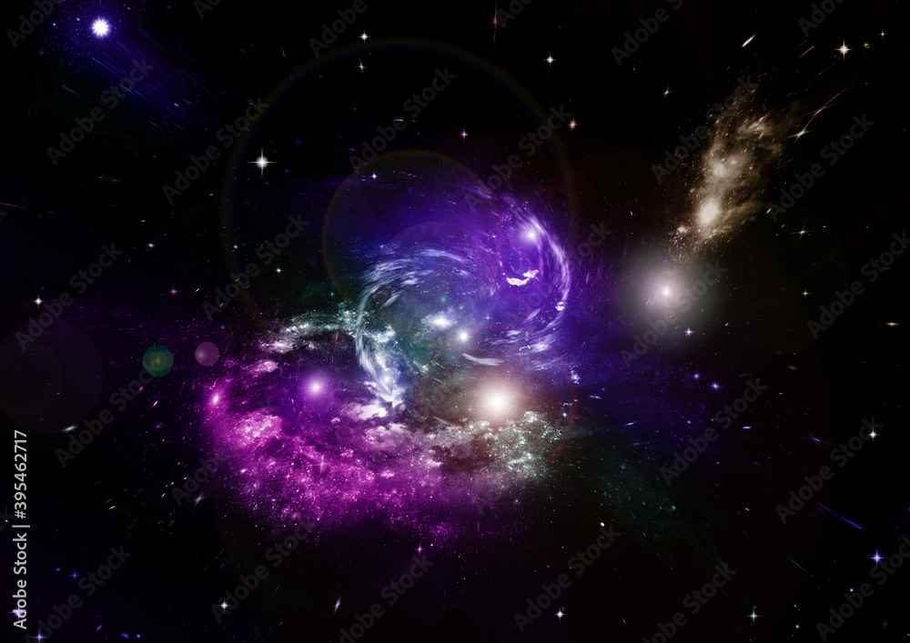 galaxy in a free space. 3D rendering