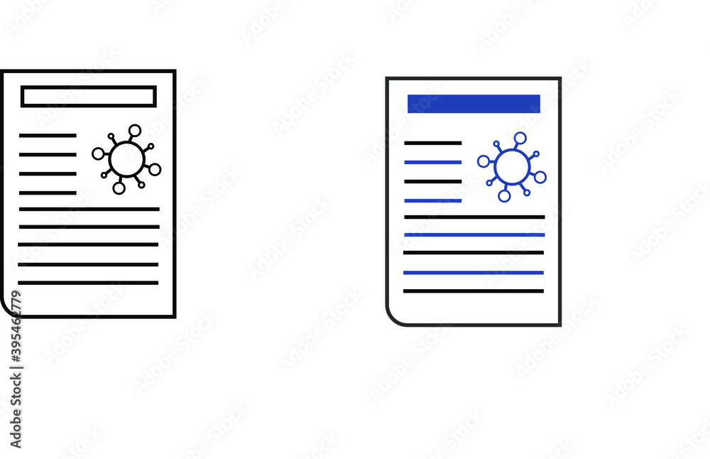 report icon in different style vector illustration. The theme of the corona virus two color and black report vector icons designed with the style of the fill, outline, line and stroke can be used for 