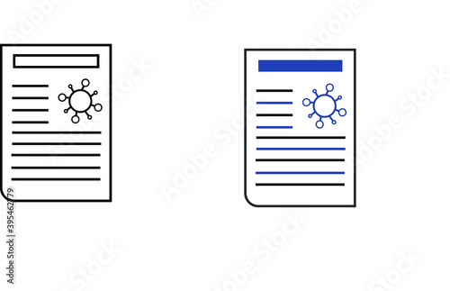 report icon in different style vector illustration. The theme of the corona virus two color and black report vector icons designed with the style of the fill, outline, line and stroke can be used for 