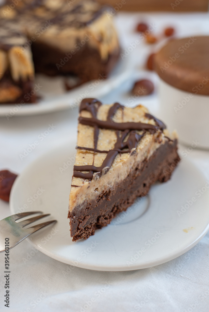 Delicious chestnut cake with almonds and chocolate glaze Delicious chestnut cake with almonds and chocolate glaze