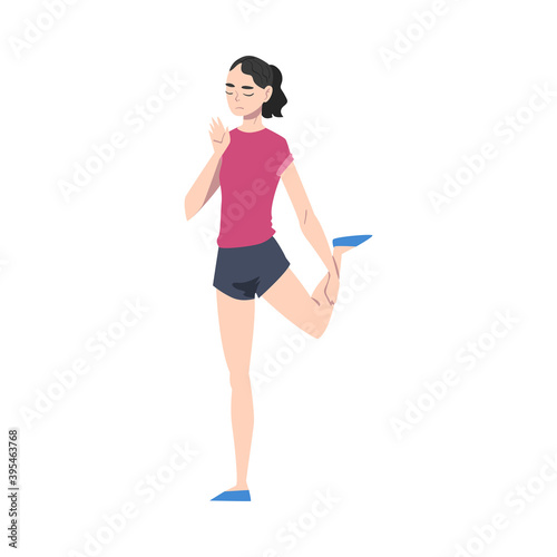 Young Woman with Contempt Look on Her Face Showing Rejection and Refusal Gesture with Her Hand Vector Illustration