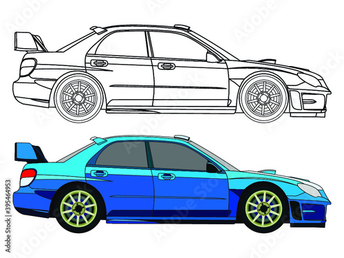 detailed side of a flat car cartoon vector with black stroke option for custom able color for kids drawing book