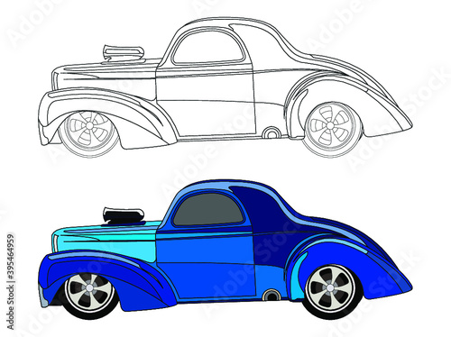 detailed side of a flat car cartoon vector with black stroke option for custom able color for kids drawing book