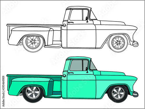 detailed side of a flat car cartoon vector with black stroke option for custom able color for kids drawing book