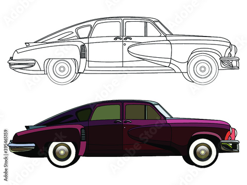 detailed side of a flat car cartoon vector with black stroke option for custom able color for kids drawing book
