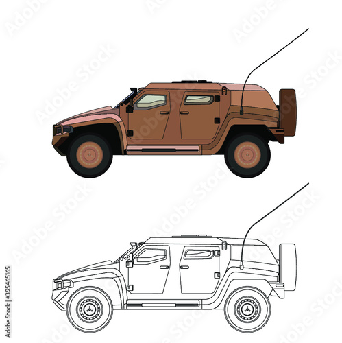 detailed side of a flat car cartoon vector with black stroke option for custom able color for kids drawing book