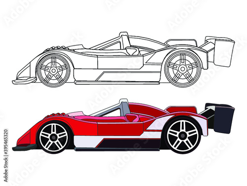 detailed side of a flat car cartoon vector with black stroke option for custom able color for kids drawing book