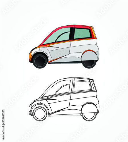 detailed side of a flat car cartoon vector with black stroke option for custom able color for kids drawing book