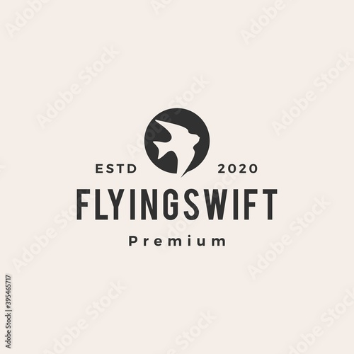 flying swift bird hipster vintage logo vector icon illustration