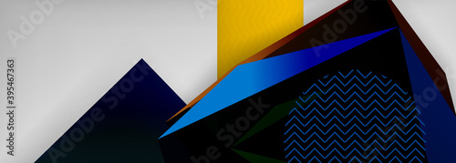 Low poly 3d geometric shapes, minimal abstract background. Vector illustrations for covers, banners, flyers and posters and other