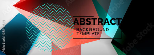 Low poly 3d geometric shapes, minimal abstract background. Vector illustrations for covers, banners, flyers and posters and other