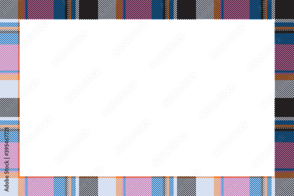 Fototapeta premium Vintage frame vector. Scottish border pattern retro style. Tartan plaid ornament.