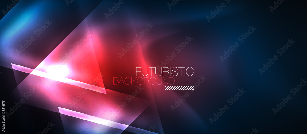 Neon geometric abstract background. Triangles with color glowing light effects in the dark. Vector illustration for covers, banners, flyers and posters and other Neon geometric abstract background. Triangles with color glowing light effects in the dark. Vector illustration for covers, banners, flyers and posters and other