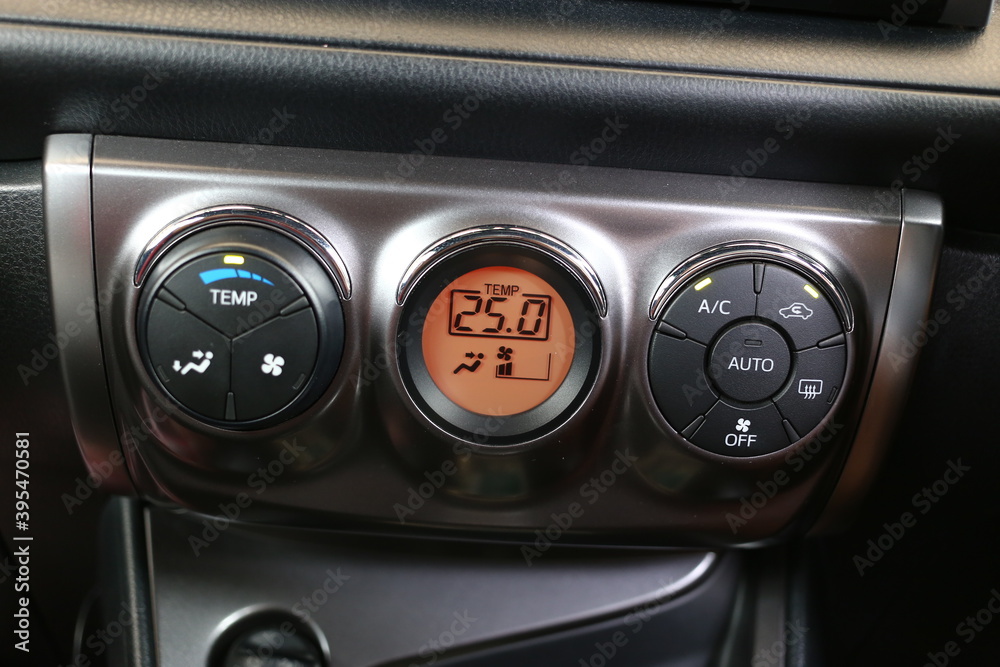 Car air conditioning system, The air conditioning button inside a car. Car air conditioning system, The air conditioning button inside a car.