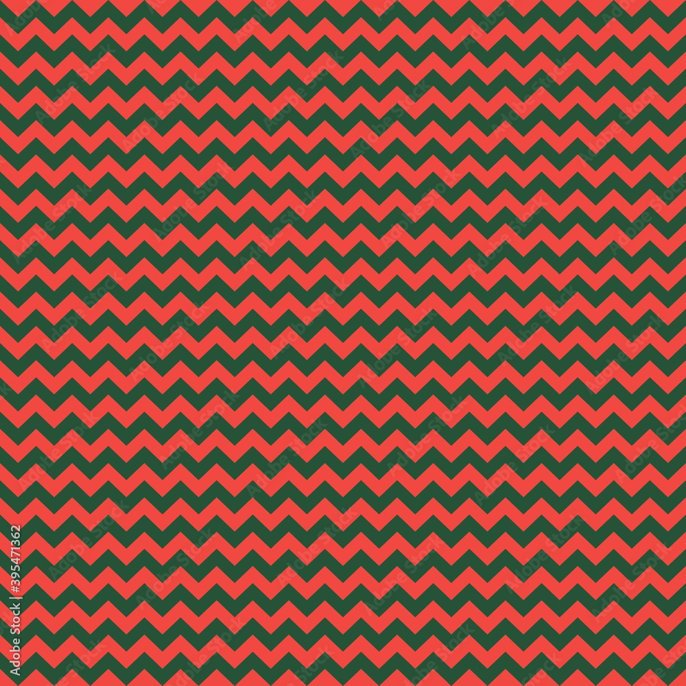 Zig zag Christmas and new year pattern. Regular chevron stripes of red and green color. Classic zigzag lines abstract geometry background. Seamless texture print. Vector illustration Zig zag Christmas and new year pattern. Regular chevron stripes of red and green color. Classic zigzag lines abstract geometry background. Seamless texture print. Vector illustration