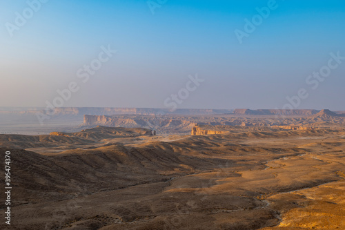 Tourists gather at Edge of the World escarpment near Riyadh, Saudi Arabia
