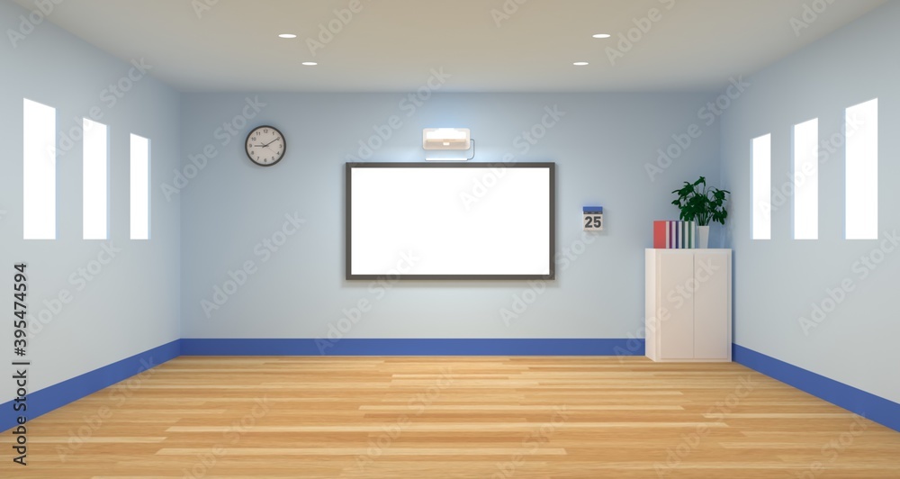 3d illustration of Modern Class Room with Blank Screen Projector 3d illustration of Modern Class Room with Blank Screen Projector
