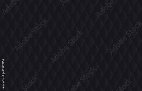 Abstract black background.Background of old luxury, modern style leather with rhombus. Classic black and dark gray of retro walls, sofa doors or studio interior with buttons.patte