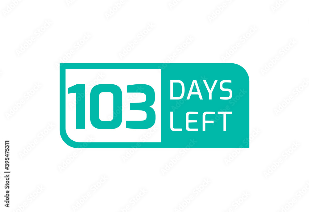 103 Days Left banner on white background, 103 Days Left to Go 103 Days Left banner on white background, 103 Days Left to Go