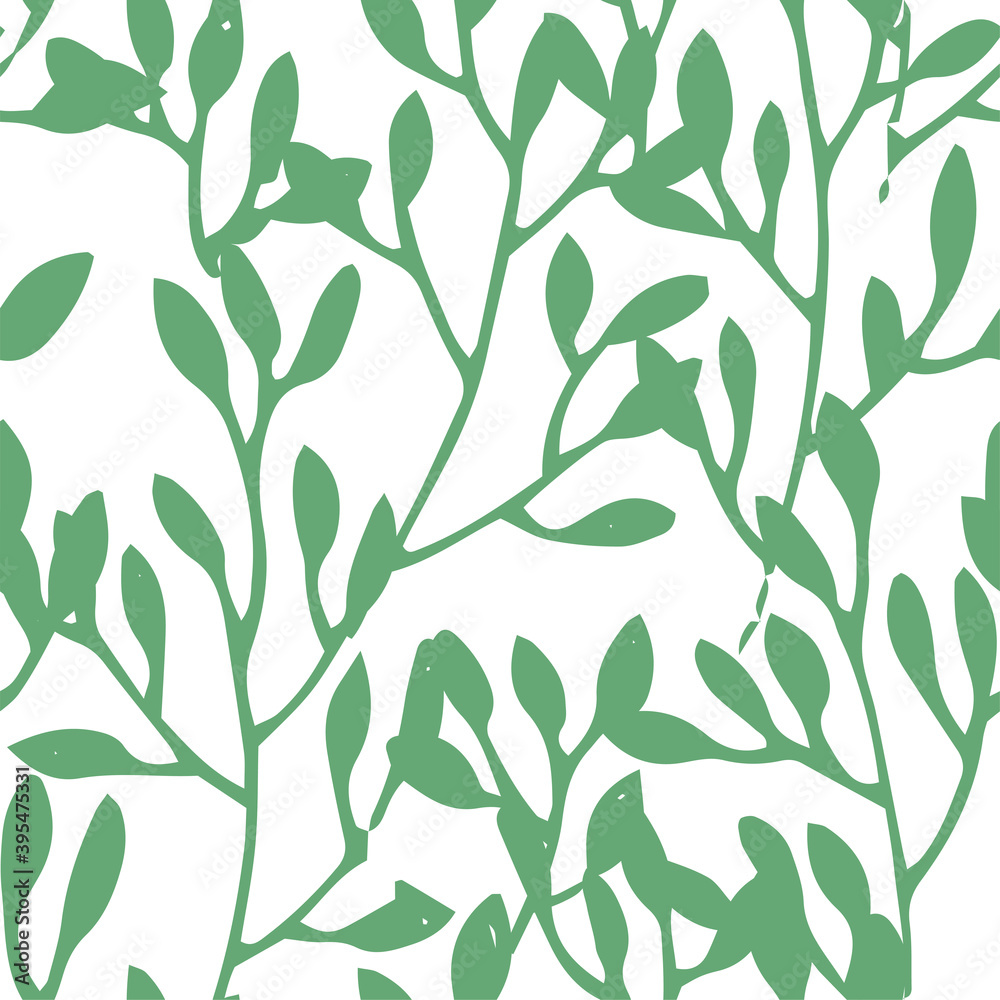 Herbs and foliage green seamless pattern vector