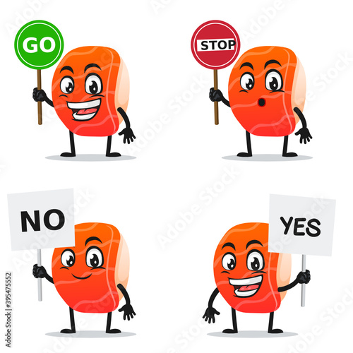vector illustration of sushi mascot or character collection set with sign theme