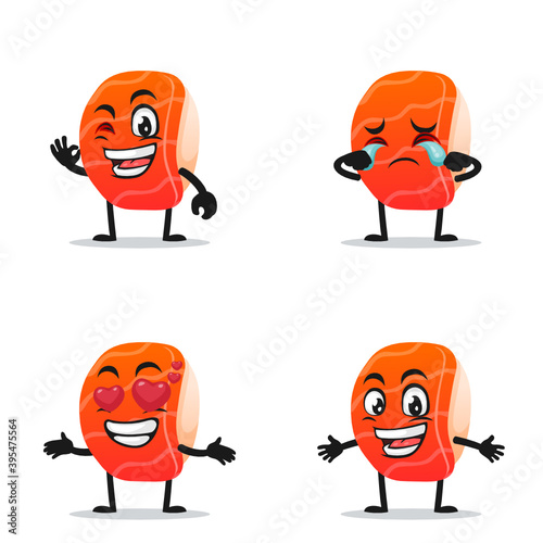 vector illustration of sushi mascot or character collection set with expression theme