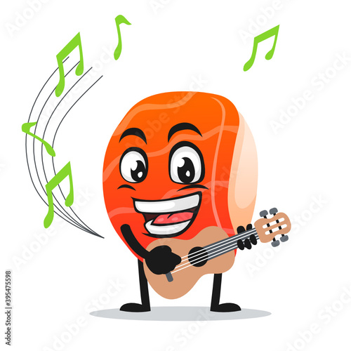 vector illustration of sushi mascot or character playing guitar