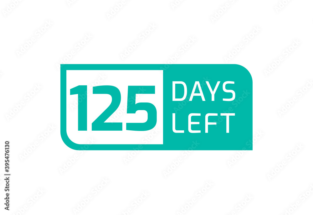 125 Days Left banner on white background, 125 Days Left to Go 125 Days Left banner on white background, 125 Days Left to Go