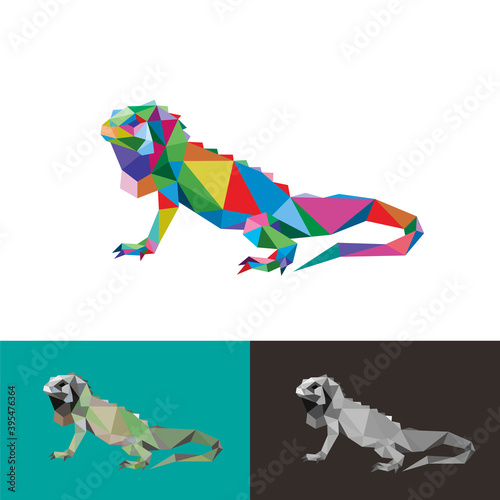 Iguana reptile low poly design