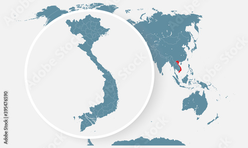 Vietnam in world map  vector template background