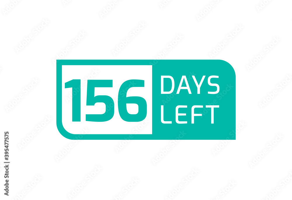 156 Days Left banner on white background, 156 Days Left to Go 156 Days Left banner on white background, 156 Days Left to Go