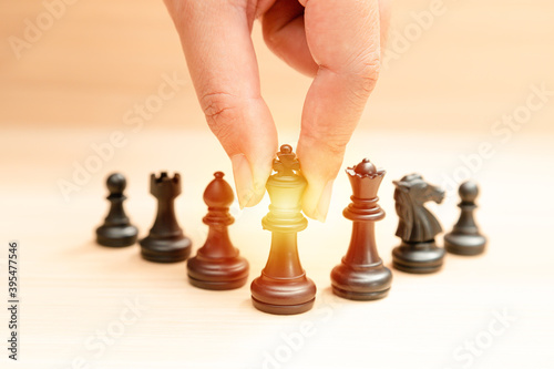 Chess board game business planning concept